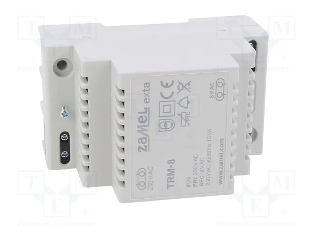 ZAMEL Transformador de Red 15VA 230VAC a 8V para Raíl DIN