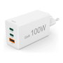 Hama 00201997 Cargador rápido GaN 65W, 2x USB-C PD, 1x USB-A QC, Blanco