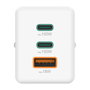Hama 00201997 Cargador rápido GaN 65W, 2x USB-C PD, 1x USB-A QC, Blanco