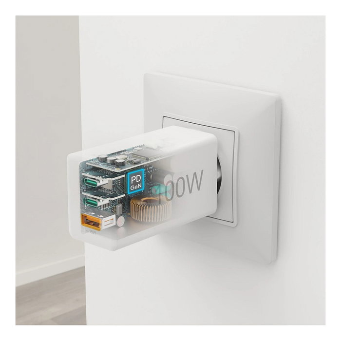 Hama 00201997 Cargador rápido GaN 65W, 2x USB-C PD, 1x USB-A QC, Blanco Hama 00201997 Cargador rápido GaN 65W, 2x USB-C PD, 1x USB-A QC, Blanco