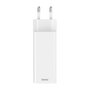 Hama 00201997 Cargador rápido GaN 65W, 2x USB-C PD, 1x USB-A QC, Blanco