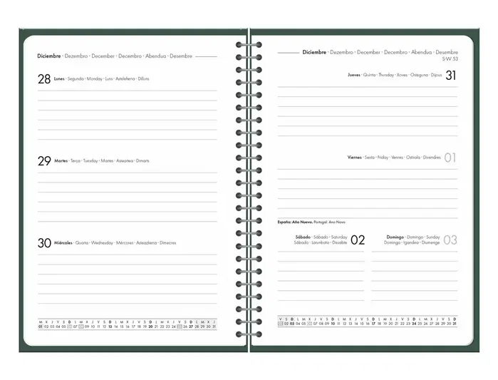 Liderpapel Agenda de Oficina 2027 Espiral Basic Semana Vista A5 Bilingüe Verde Liderpapel Agenda de Oficina 2027 Espiral Basic Semana Vista A5 Bilingüe Verde