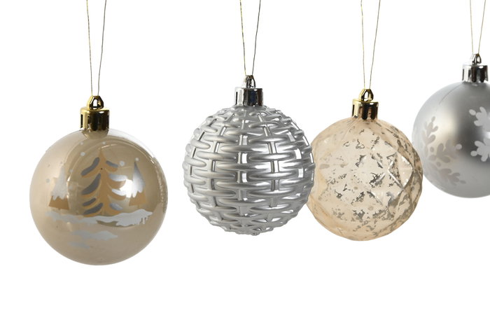 DKD Home Decor Set de 30 Bolas Decorativas Champán y Plateado