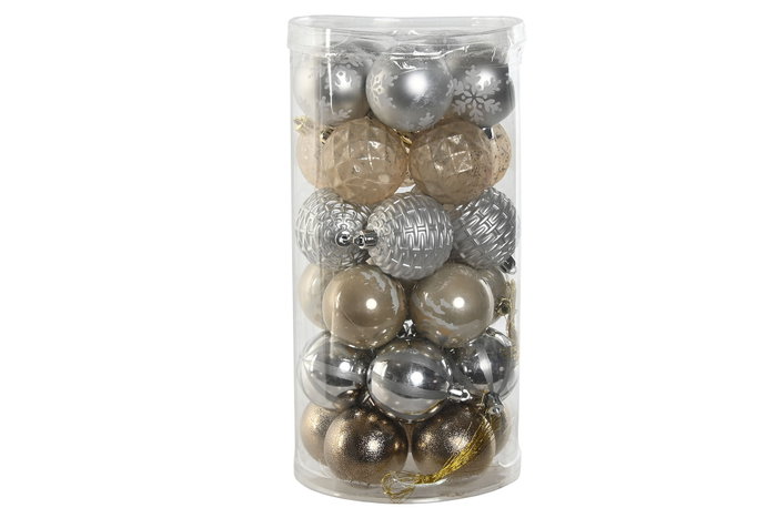 DKD Home Decor Set de 30 Bolas Decorativas Champán y Plateado