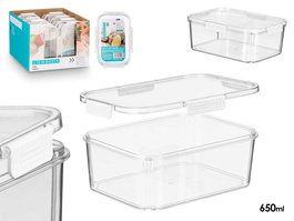 Leknes Fiambrera Rectangular Hermética Blanca 650ml 18x7x12cm (Set de 24)