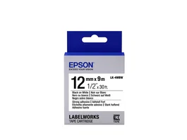 Epson LabelWorks LK-4WBW Cinta de etiquetas adhesiva fuerte Negro sobre Blanco 1,2 cm x 9 m