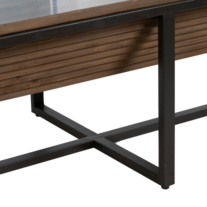 Mesa Centro Natural-Negro Madera-Metal 120 X 60 X 43,50 cm