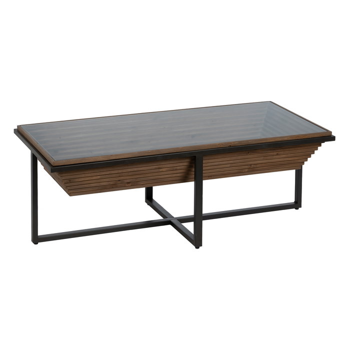 Mesa Centro Natural-Negro Madera-Metal 120 X 60 X 43,50 cm