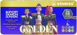 STABILO Set de 8 Rotuladores de Fibra PEN 68 METALLIC K-POP con Estuche de Metal