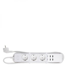 Enchufe Múltiple WiFi 3 Tomas Schuko 4 Puertos USB Compatible Amazon Alexa Google Home