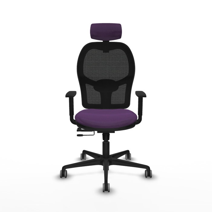 PIQUERAS Y CRESPO Silla de oficina Jorquera con mecanismo Sincro/Traslack, Tela Morada y Malla Negra