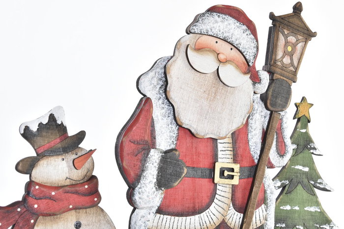 DKD Home Decor Decoracion Navidad Tradicional Rojo Verde Madera 2.5 x 31 x 40 cm (6 Unidades)