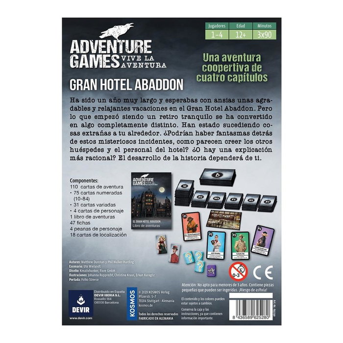 Devir Adventure Games: Gran Hotel Abaddon Juego de Mesa Cooperativo y Narrativo Castellano