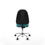 Silla de oficina Algarra con mecanismo Contacto permanente básico tapizada con Tela color Turquesa. Equipada con Base cromada, Sin brazos y Ruedas de parqué