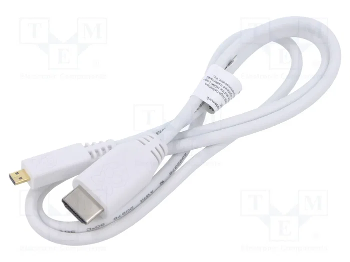 RASPBERRY PI Cable de conexión Micro HDMI a HDMI de 1m, blanco