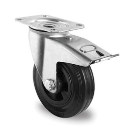 Cascoo Rueda Industrial Ø100 mm con Freno y Placa Giratoria