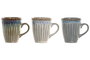 DKD Home Decor Juego de 3 Tazas de Gres Esmaltado 350 ml Surtidas
