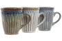 DKD Home Decor Juego de 3 Tazas de Gres Esmaltado 350 ml Surtidas