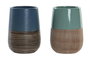 DKD Home Decor Vaso Gres Azul Verde 7.5 x 11 x 7.5 cm (12 Unidades)