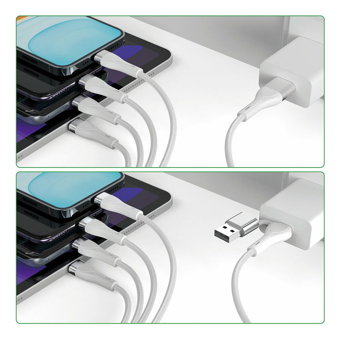 4smarts Cable de Carga USB-C/A 4en2 1.2m Blanco 541024