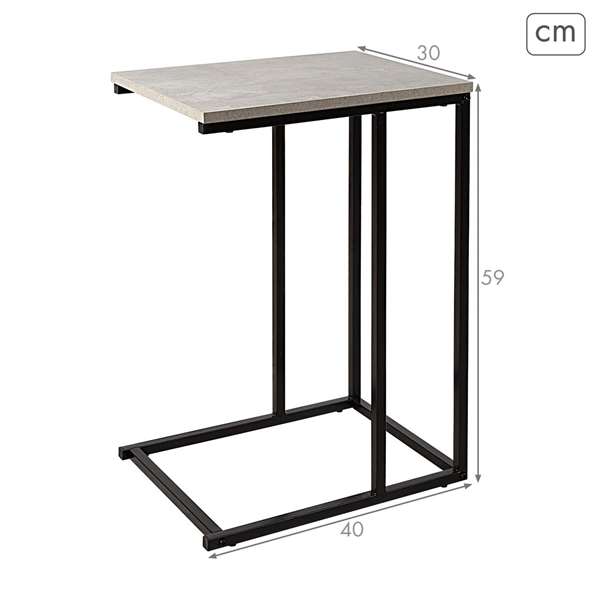 Max Home Mesa auxiliar metal y madera 40x30x59 cm