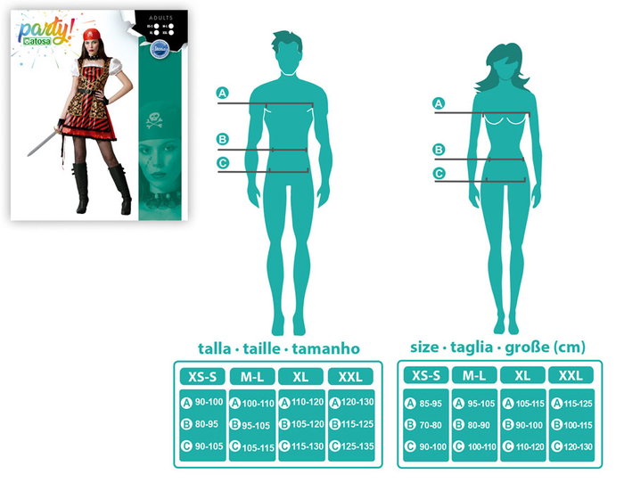 Disfraz Pirata Mujer Adulto Rojo XL Disfraz Pirata Mujer Adulto Rojo XL