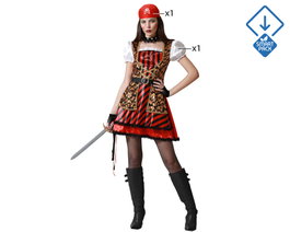 Disfraz Pirata Mujer Adulto Rojo XL