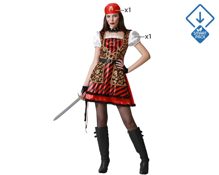 Disfraz Pirata Mujer Adulto Rojo XL Disfraz Pirata Mujer Adulto Rojo XL