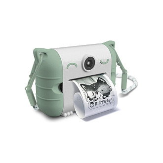 Kidywolf Sofortbildkamera e Impresora Instantánea para Niños, Cámara Digital Infantil con Pantalla 2.4", 8 MP, SD, USB-C - Verde y Blanco