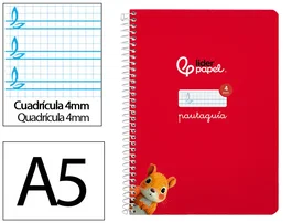 Liderpapel Cuaderno Espiral Pautaguía A5 Tapa Dura Rojo