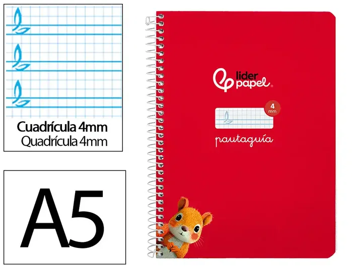 Liderpapel Cuaderno Espiral Pautaguía A5 Tapa Dura Rojo Liderpapel Cuaderno Espiral Pautaguía A5 Tapa Dura Rojo