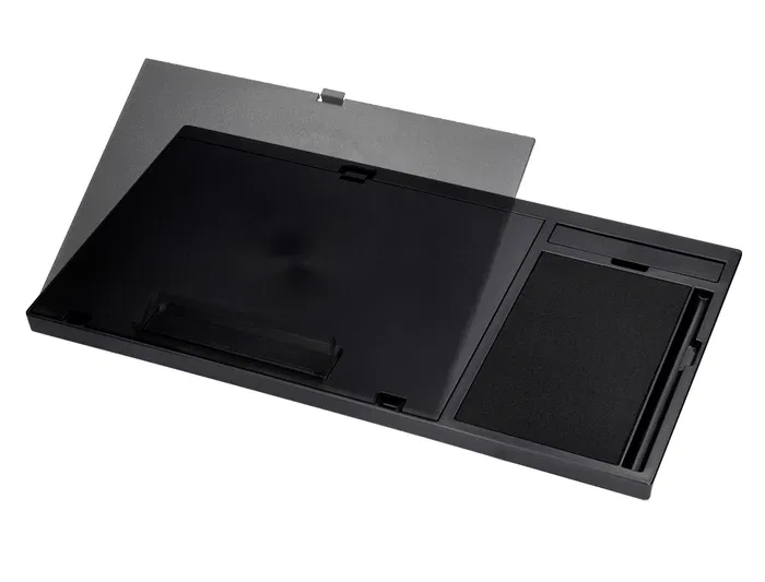 Q-connect Soporte Portátil Multifuncional Ajustable Hasta 17 Pulgadas, Soporte Movil y Ratón, 7 Ángulos, Negro