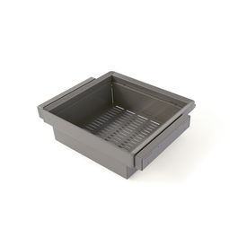 Emuca Kit de cajón metálico y bastidor regulable Quartz para armarios, guías de cierre suave y extracción total, Módulo 60cm, Acabado Titanio