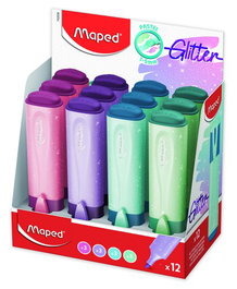 Marcador Fluor Maped Fluo Peps Pastel Glitter Expositor De 12