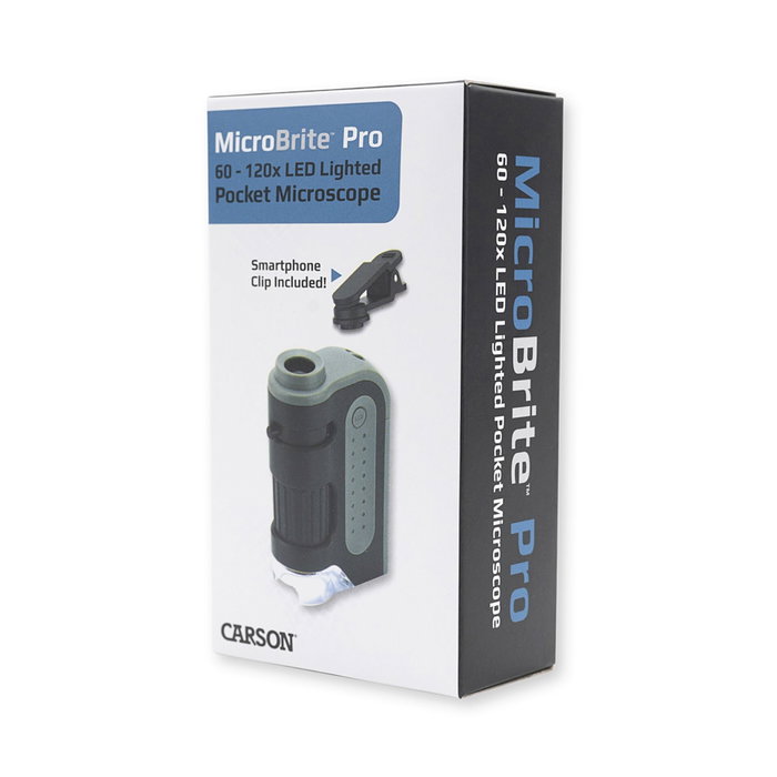Carson MicroBrite Pro Microscopio de Bolsillo LED con Clip Adaptador para Smartphone, 60x-120x Carson MicroBrite Pro Microscopio de Bolsillo LED con Clip Adaptador para Smartphone, 60x-120x