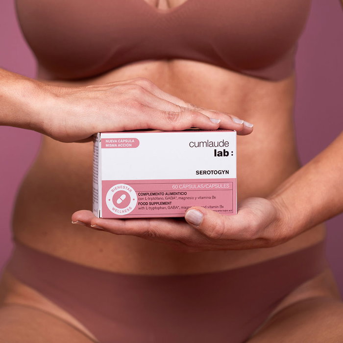 Cumlaude Lab Serotogyn Complemento Alimenticio para Mujer, Cápsulas con L-Triptófano, GABA, Magnesio y Vitamina B6, Apoyo en Menopausia, 60 Unidades