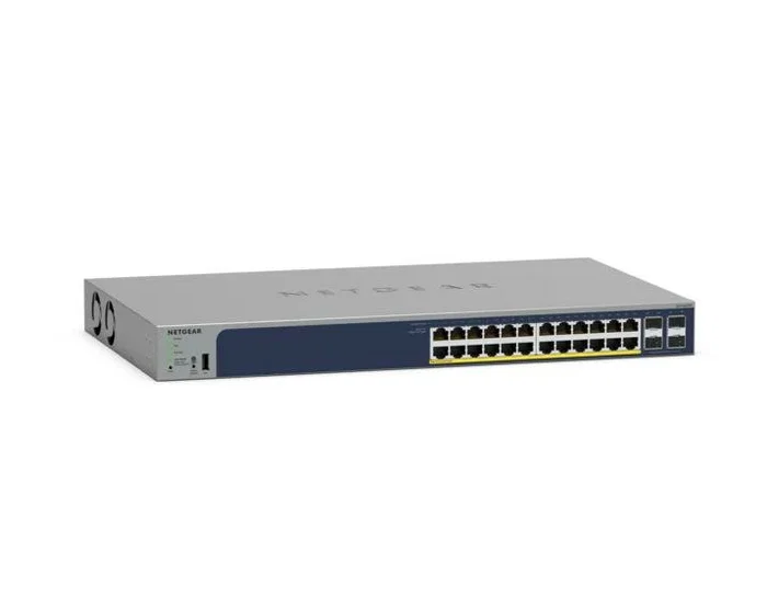 Netgear GS728TPP Switch Gestionado L2/L3/L4, 24 Puertos Gigabit Ethernet (10/100/1000) PoE+ de 380W, 4 Puertos SFP, Montaje en Rack