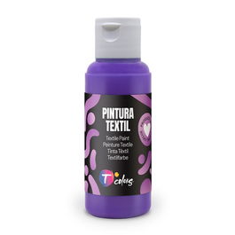 Tcolors Pintura Textil Violeta - Alta Adherencia y Flexibilidad, Cubre Cualquier Tono - 80 ml - Aplicación con Rodillo, Pincel o Aerógrafo