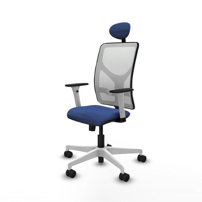 PIQUERAS Y CRESPO Silla de oficina Motilla con mecanismo Sincro, Azul marino y Blanco
