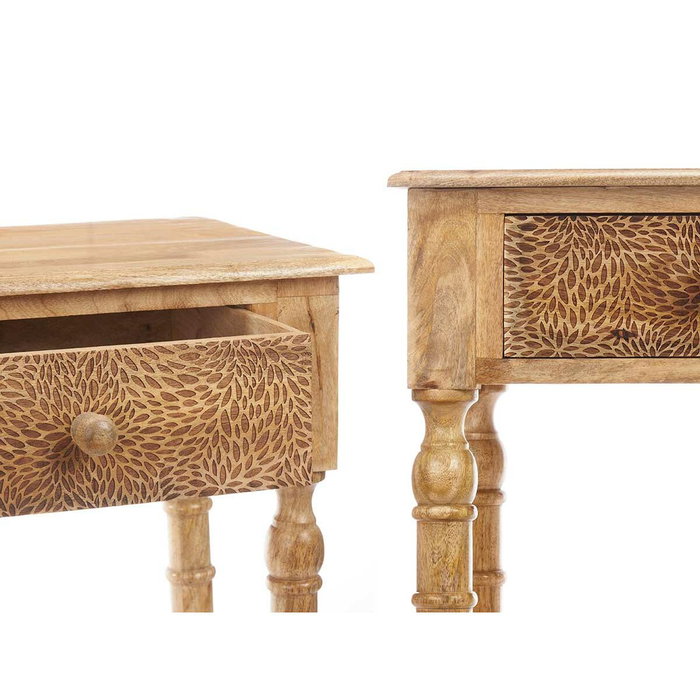 Giftdecor Mesa Recibidor 2 Cajones Hojas Natural Marrón