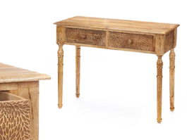 Giftdecor Mesa Recibidor 2 Cajones Hojas Natural 98x77x42 cm