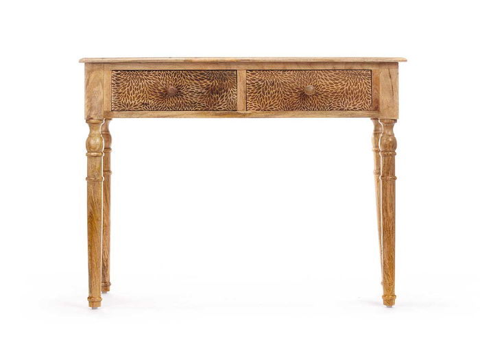 Giftdecor Mesa Recibidor 2 Cajones Hojas Natural 98x77x42 cm