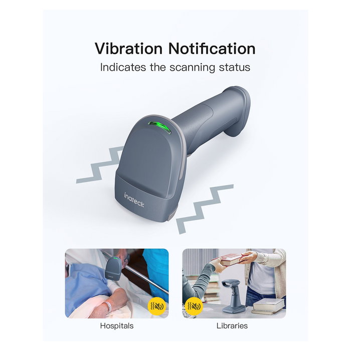 Inateck Lector de Códigos de Barras Portátil BCST-54_blue, Escáner CMOS 1D/2D Inalámbrico y Cableado, Bluetooth, USB, Lector de Códigos 1D y 2D, Color Azul