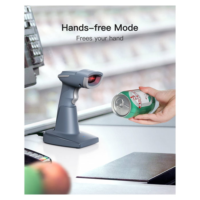 Inateck Lector de Códigos de Barras Portátil BCST-54_blue, Escáner CMOS 1D/2D Inalámbrico y Cableado, Bluetooth, USB, Lector de Códigos 1D y 2D, Color Azul
