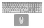 Tacens ZENITH 6ZENITHWES Combo Inalámbrico IA 3 en 1, Teclado Español QWERTY de Perfil Bajo con Tecla Copilot, Ratón Óptico 3200 DPI, Alfombrilla Nanotextil, Plata y Blanco