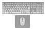 Tacens ZENITH 6ZENITHWES Combo Inalámbrico IA 3 en 1, Teclado Español QWERTY de Perfil Bajo con Tecla Copilot, Ratón Óptico 3200 DPI, Alfombrilla Nanotextil, Plata y Blanco