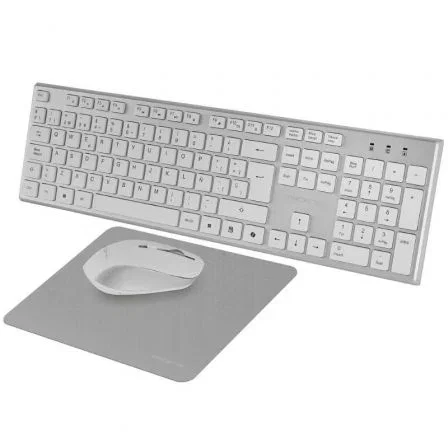 Tacens Zenith Low Profile Teclado Español Inalámbrico con Mouse y Alfombrilla 3200 DPI Blanco