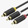 Vention BCABH Cable de Audio/Video Componente 3x RCA Macho a 3x RCA Macho, 2 Metros, Negro, Rojo, Blanco, Amarillo, Cobre Estañado, Blindado, Plug & Play