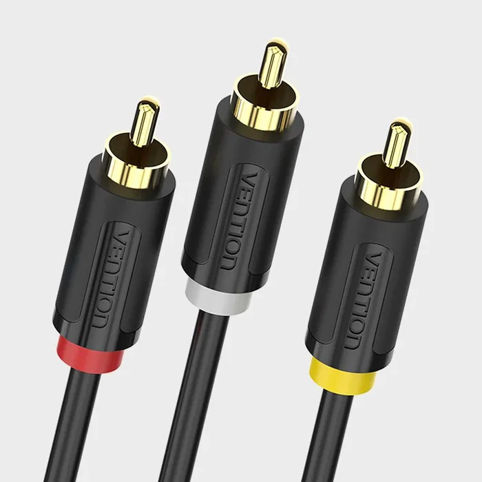 Vention BCABH Cable de Audio/Video Componente 3x RCA Macho a 3x RCA Macho, 2 Metros, Negro, Rojo, Blanco, Amarillo, Cobre Estañado, Blindado, Plug & Play