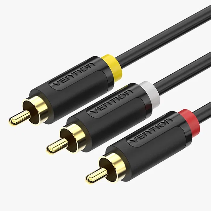 Vention BCABH Cable de Audio/Video Componente 3x RCA Macho a 3x RCA Macho, 2 Metros, Negro, Rojo, Blanco, Amarillo, Cobre Estañado, Blindado, Plug & Play